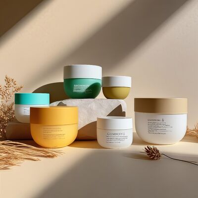 食品グレードのPPプラスチック容器 螺旋トップとUVプリントラベル 150-500ml 化粧品 顔と体クリーム (チアパック)