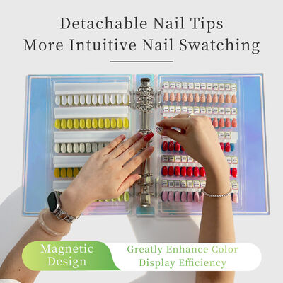 取り外し可能なアクリル製マグネットネイルアートディスプレイボード グラデーションカラー 120/180/240色 ネイルチップ用プラスチックツール ネイルジェル ネイル用品