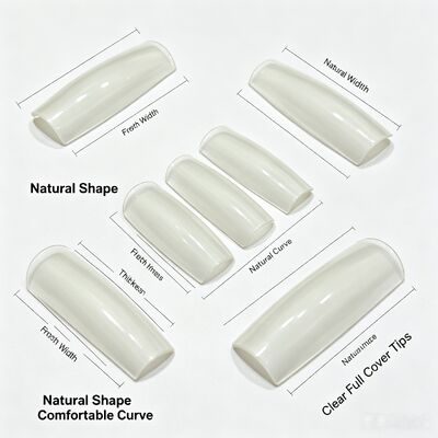 天然ABS 杏仁形 フルカバー 偽爪 明るい指 ネイル アートサロン用・卸売用