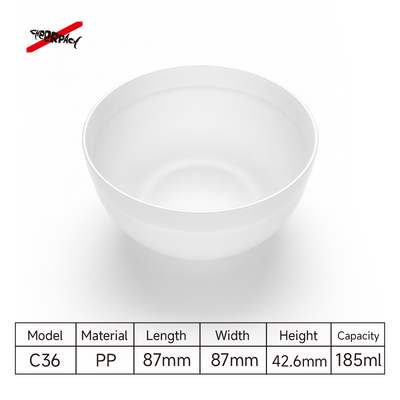 C36 食品グレードPPマスクミキシングボウル 185ml | 美容サロン用 | マスクパウダー＆美容ペーストの混合に最適、美容サロン＆ホームDIYスキンケア用。頑丈な滑り止めフラットボトムデザイン。卸売はこちら。