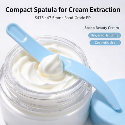 S475 47.5mm 食品グレードPPコスメティックスパチュラ | ホワイト在庫あり卸売 | フェイスクリームの抽出・塗布用、美容サロンやコスメティックジャーアクセサリーに最適。バルク卸売可能。