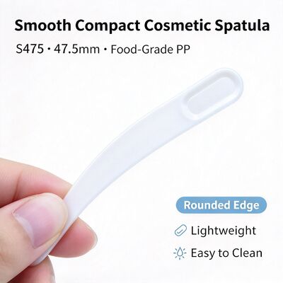 S475 47.5mm 食品グレードPPコスメティックスパチュラ | ホワイト在庫あり卸売 | フェイスクリームの抽出・塗布用、美容サロンやコスメティックジャーアクセサリーに最適。バルク卸売可能。